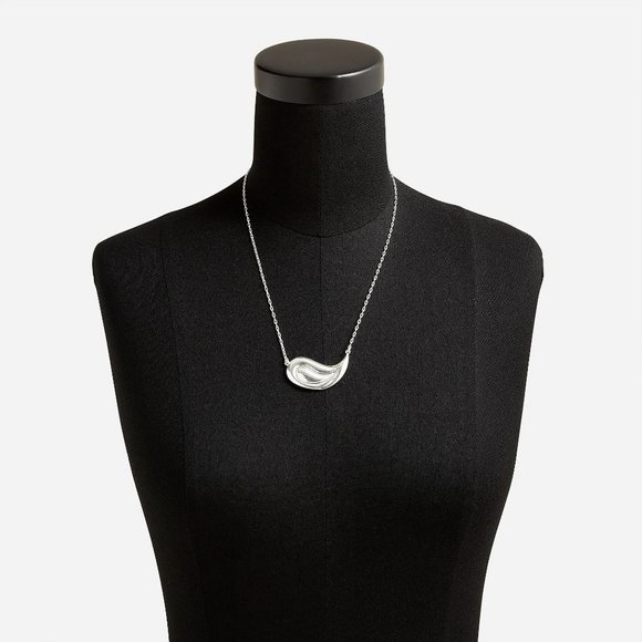 J Crew Paisley Silver Earrings and Necklace Set 24" - Picture 6 of 11